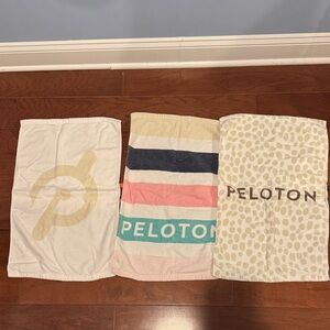 Peloton Towel Trio in White, Multicolor, and Patterned by kasstex